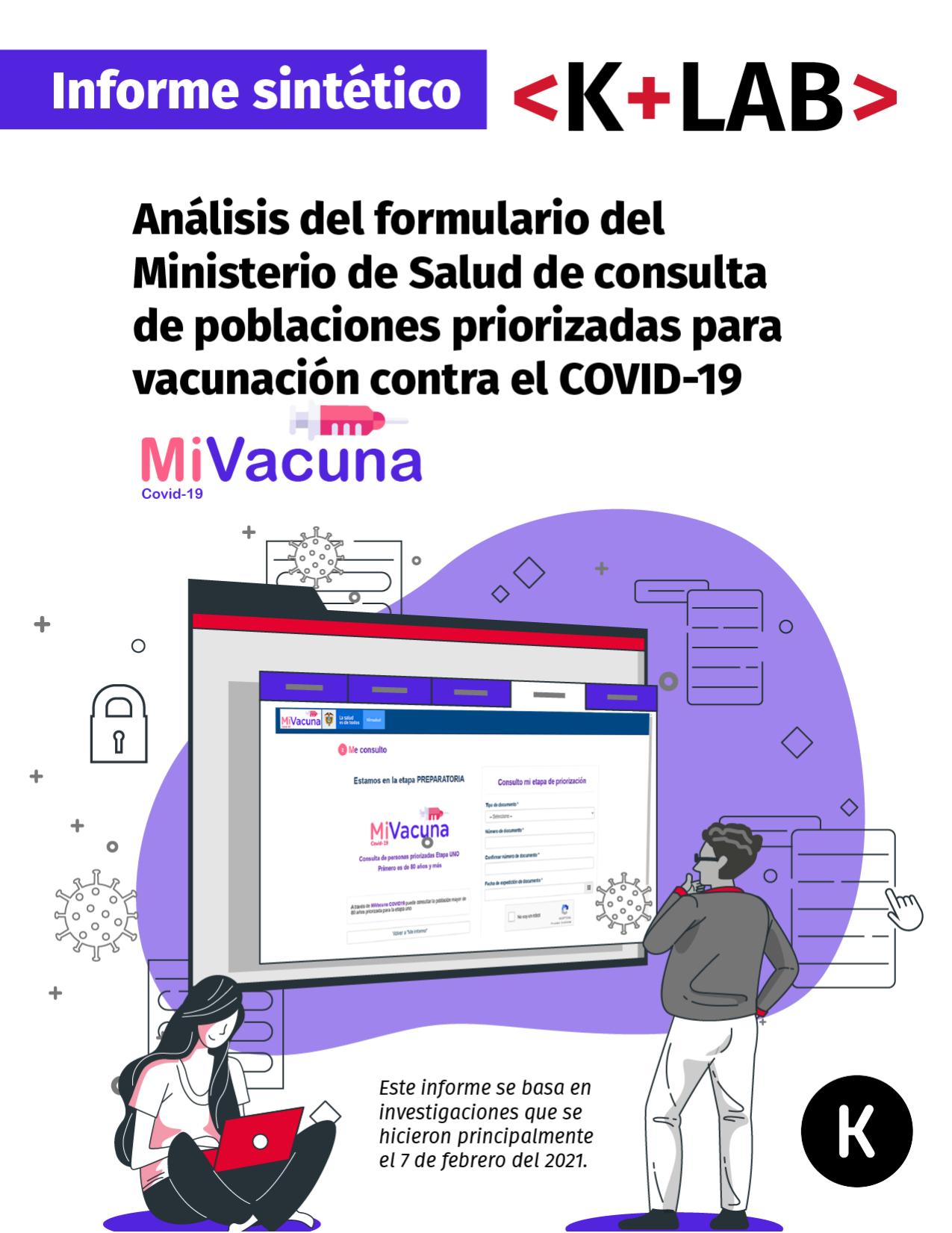 Análisis del formulario del Ministerio de Salud de consulta de poblaciones priorizadas para vacunación contra el COVID-19 Mi Vacuna